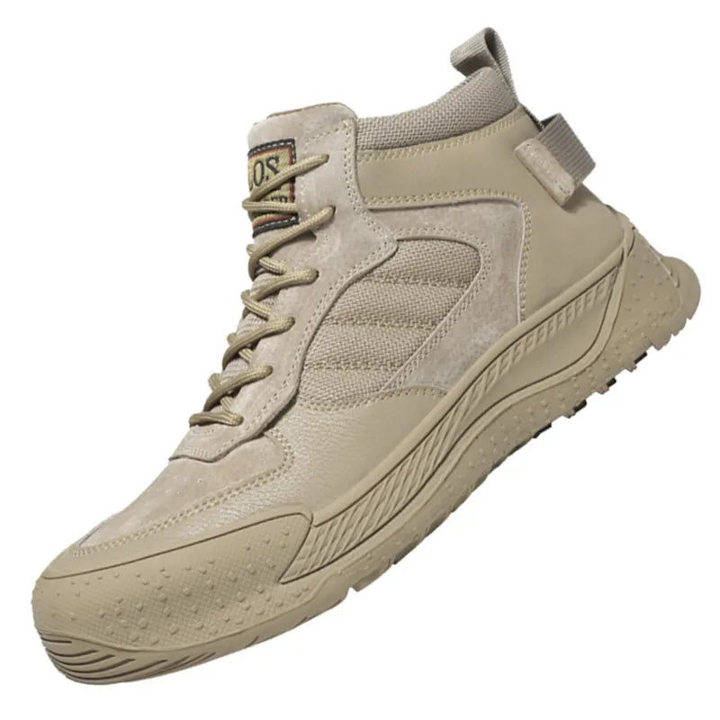 Reflective Strip Design Safety Work Shoes For Men Cow Suede Leather Indestructible Construction Boots Steel Toe Male Footwear