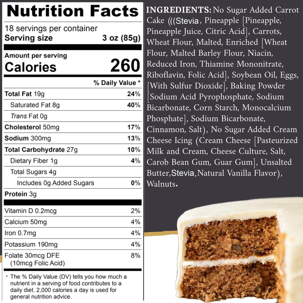 Andy Anand Deliciously Indulgent Sugar Free Carrot Cake - Amazing Freshly Baked,  Delight in Every Bite, Delicious, Decadent 