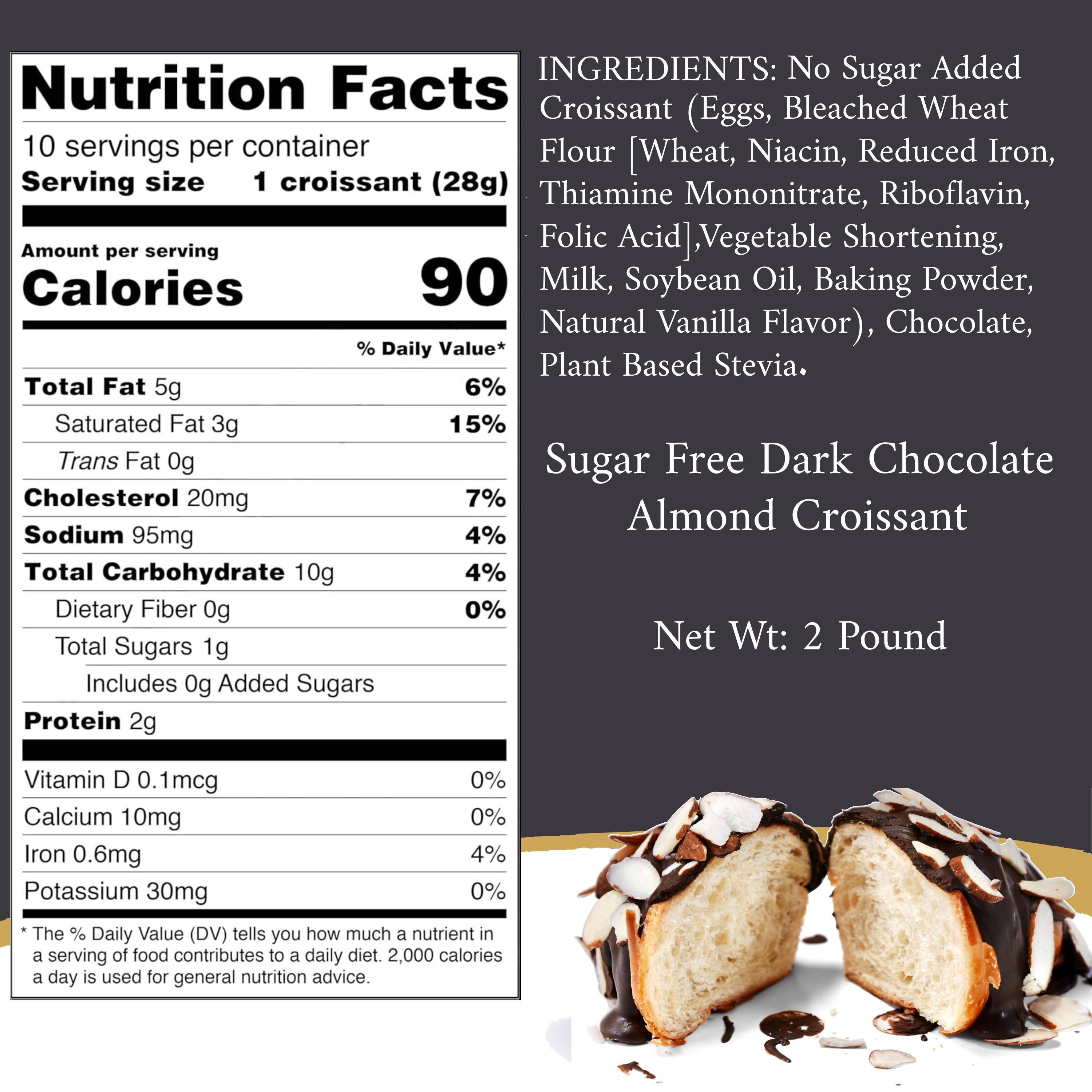 Andy Anand Sugar Free Dark Chocolate Almond Croissants, 10 Pcs Handcrafted Guilt-Free Treats 2 lbs