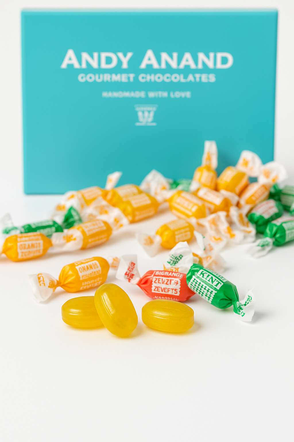 Andy Anand 55 Pc Sugar Free Ginger Candy with great tasting 3 Flavors Orange, Mango & Lemon Made In Italy, Imported Sugar Free Hard Candy - Delicious and Healthy 7 Oz
