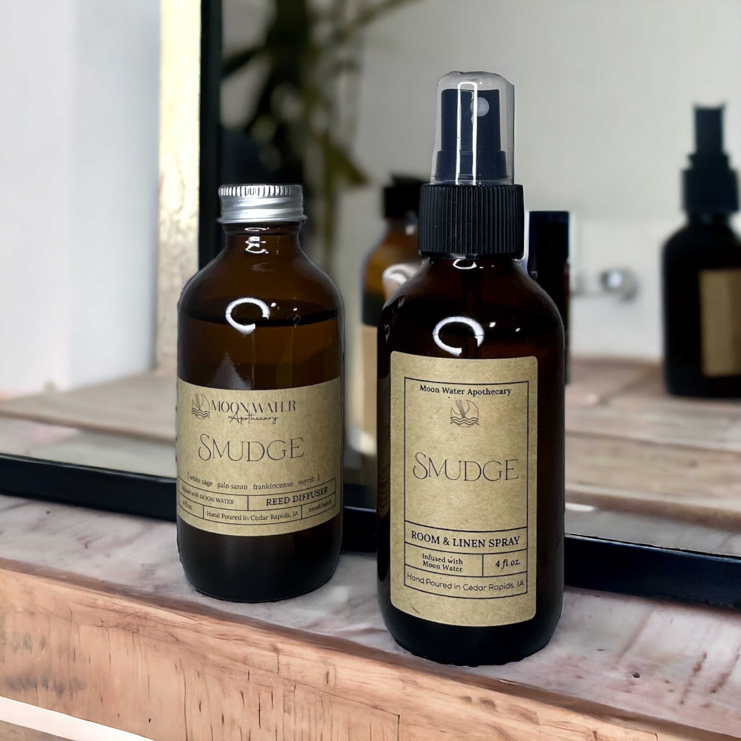 Smudge - REED DIFFUSER, Smudging Aroma -- Sage, Palo Santo & Frankincense -- by Moon Water Apothecary!
