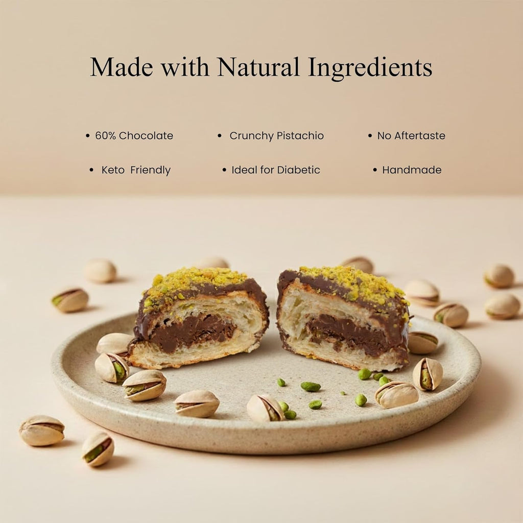 Andy Anand Sugar Free Dubai Chocolate Cake – Pistachio Delight, Keto & Diabetic Friendly, Rich & Decadent, 2.2 lb Gourmet Dessert