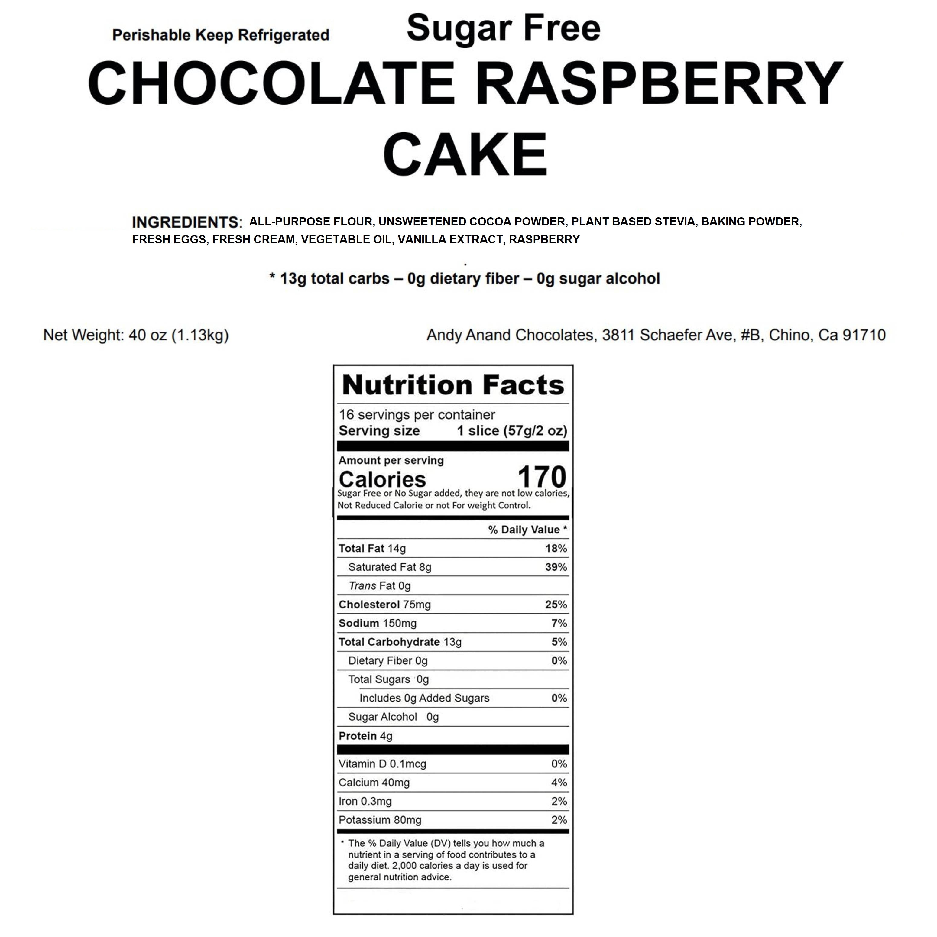 Andy Anand Sugar Free Raspberry Chocolate Truffle Cake 9" with Real Chocolate Truffles: Amazing Freshly Baked Cakes For Sale,  Creamy, Moist & Delectable - 2.8 lbs