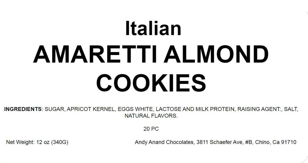 Andy Anand 20 pcs Italian Amaretti Almond Cookies, Gluten Free, Chocolate, Peach, Orange. 8 flavors, Baked in Italy, Italian Tradition: Freshly Baked Amaretti Biscuits