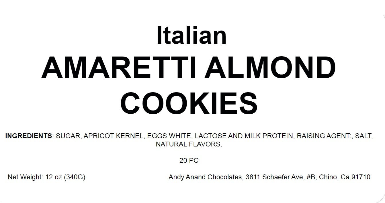 Andy Anand 20 pcs Italian Amaretti Almond Cookies, Gluten Free, Chocolate, Peach, Orange. 8 flavors, Baked in Italy, Italian Tradition: Freshly Baked Amaretti Biscuits