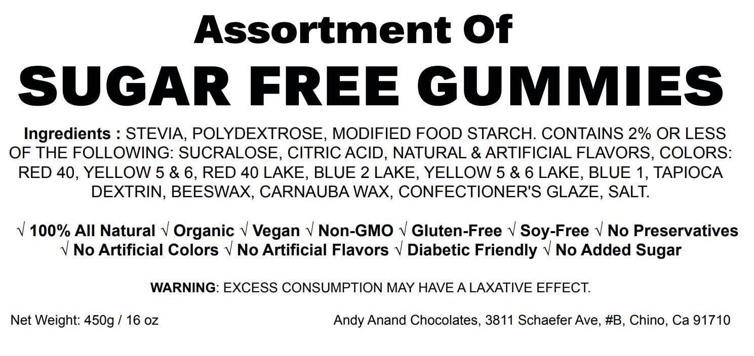 Andy Anand 30 Pc Sugar Free Gummies made with Agar Agar and sweetened with Stevia, Amazing-Delicious Assorted Flavors 7 Oz, Diabetic Friendly Gummies Candy