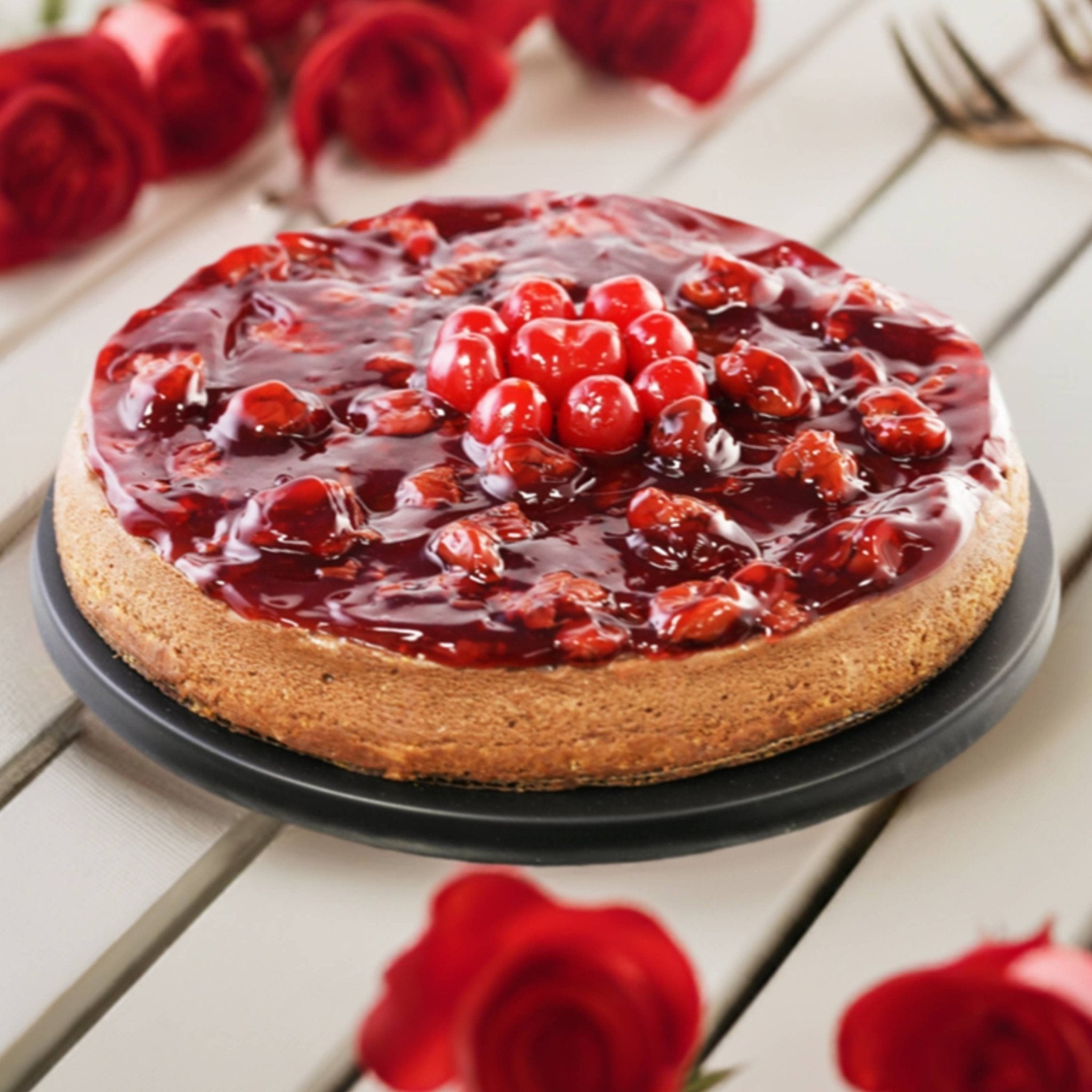 Andy Anand Chocolate Cherry Cheesecake 9" with Real Chocolate Truffles: Classic Cheese Cake Delivery with Real Home Made Taste (2.8 lbs)