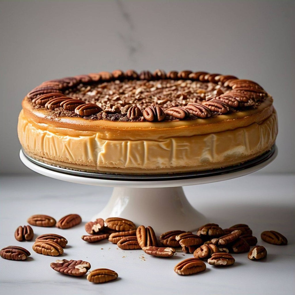 Andy Anand Delicious Gluten Free & Sugar Free Caramel Pecan Cheesecake 9" - All Natural Ingredients, Best Heavenly Creamy Sugar free Cheesecake Near Me For Celebrations & Dessert Lovers (2.8 lbs)