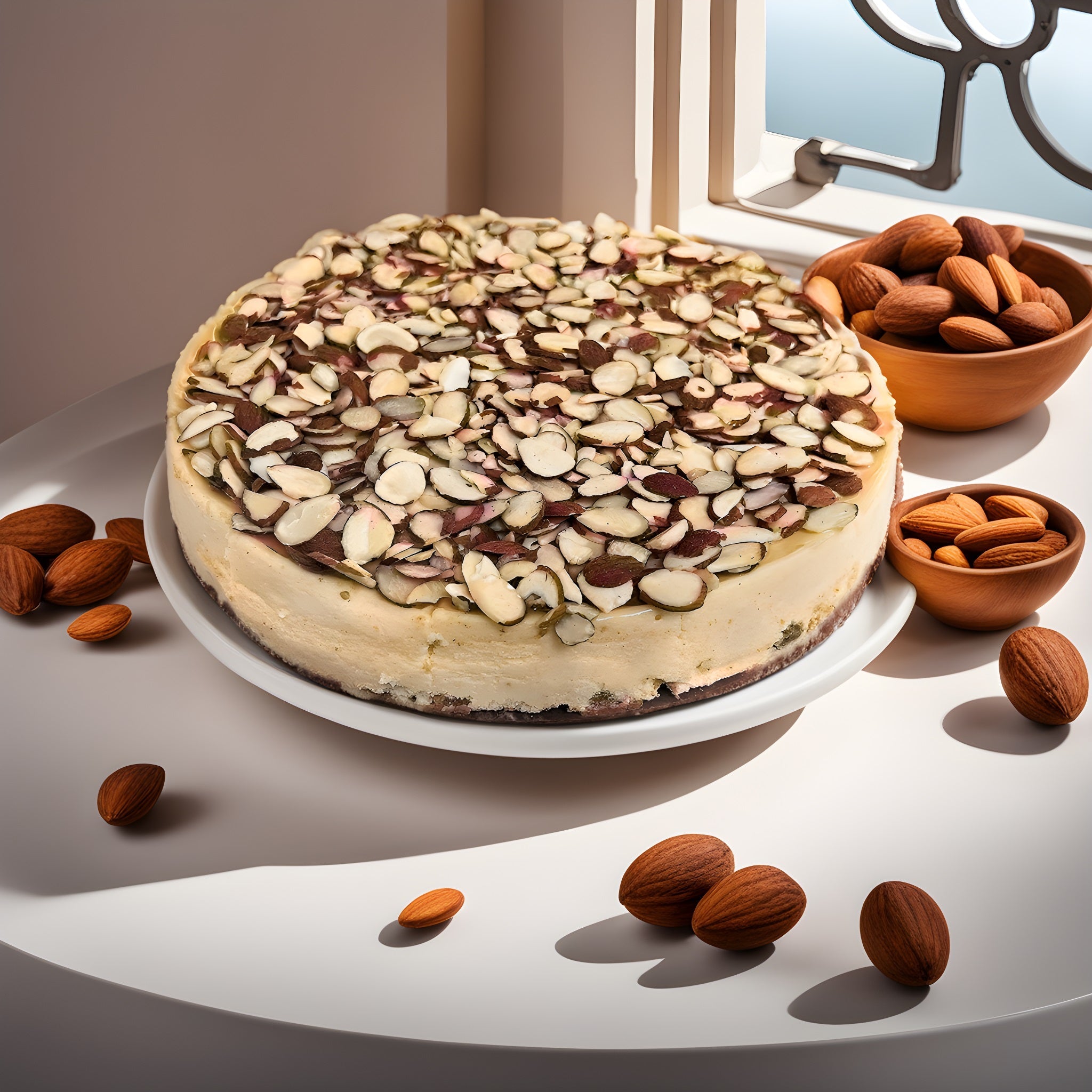 Andy Anand Indulgent Sugar Free Almond Cheesecake - Delicious-Amazing Freshly Baked, Best Cheesecake Near Me For Birthday, Anniversary Celebrations & Dessert Lovers (2.6 lbs)