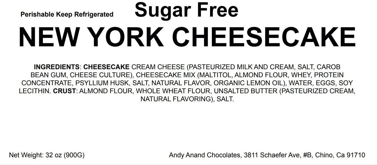 Andy Anand's Sugar Free New York Cheesecake 9" | Diabetic-Friendly, No Chemicals, Best Cheese Cake Near Me For Celebrations &