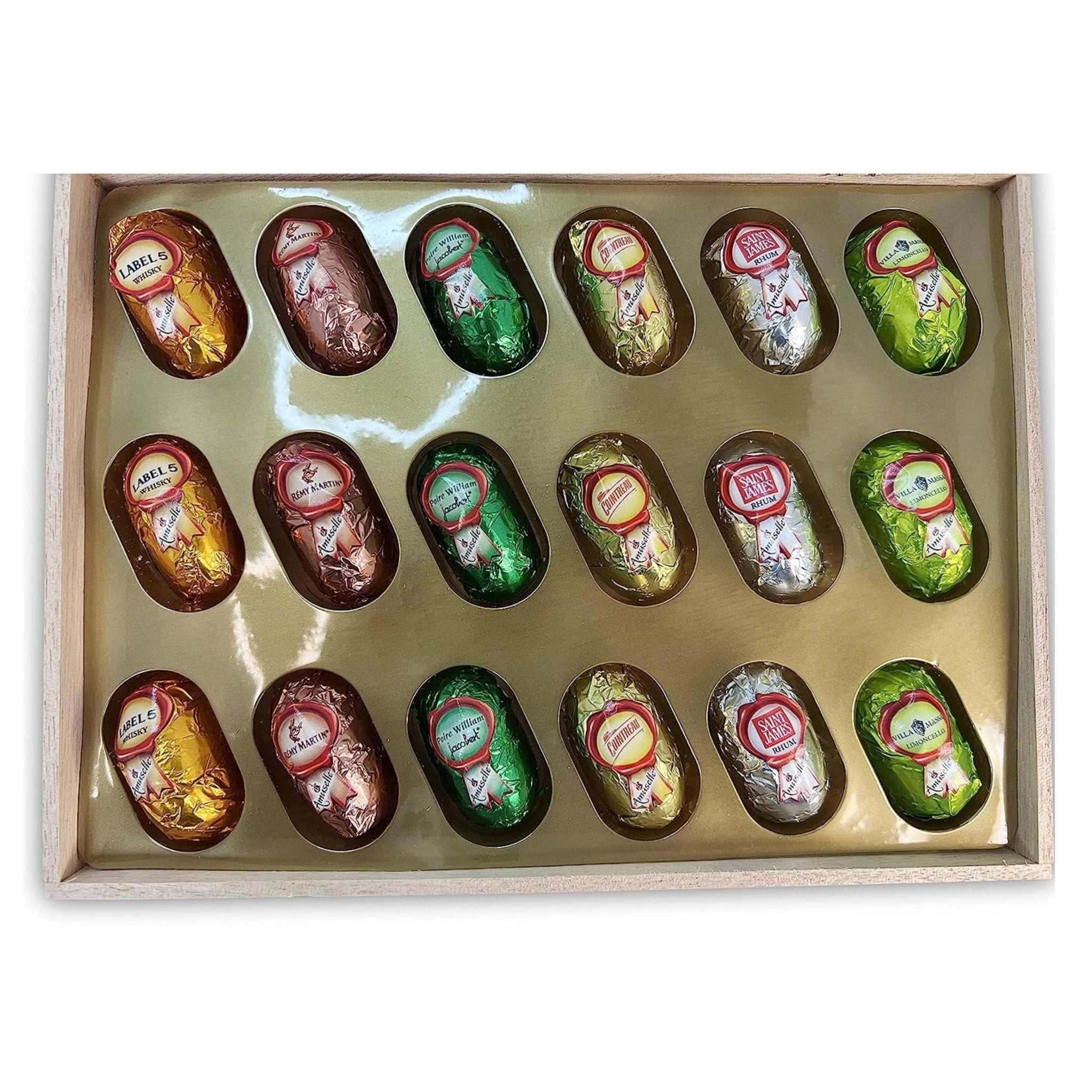 Andy Anand Gourmet Chocolate Liquor Cordials Bottles – European Dark Chocolate, Non-Alcoholic Liquor-Filled Assortment, 60% Cocoa Butter, Gift Box