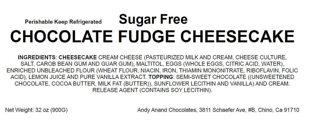 Andy Anand Sugar Free Chocolate Fudge Cheesecake - Indulge in Homemade Style Best Cheese Cake Near Me For Celebrations & Bakery Dessert Lovers (2 lbs)