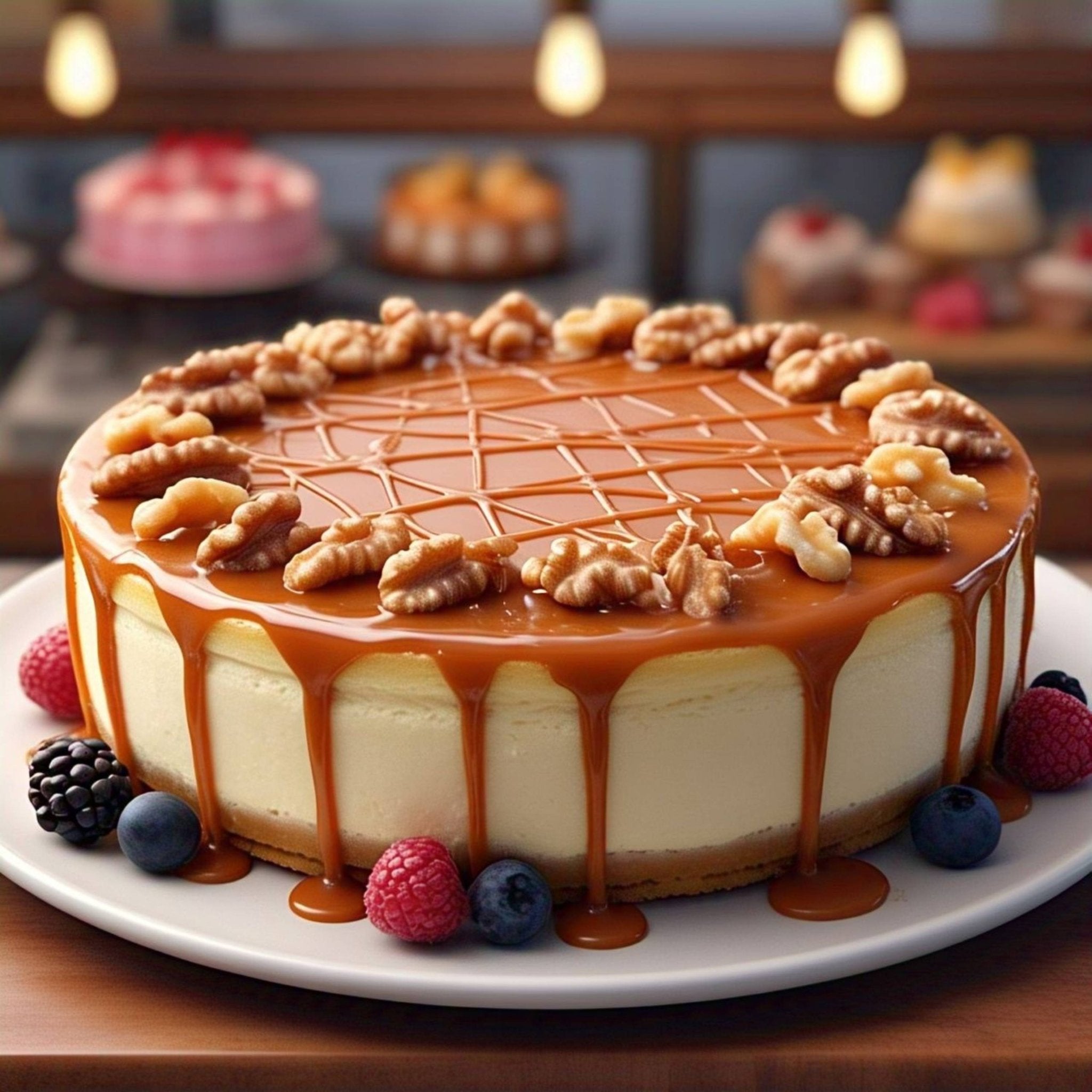 Andy Anand Homemade Style Sugar Free Caramel Walnut Cake 9" - Amazing-Delicious-Best Birthday Cakes Delivery From Bakery (2 lbs)