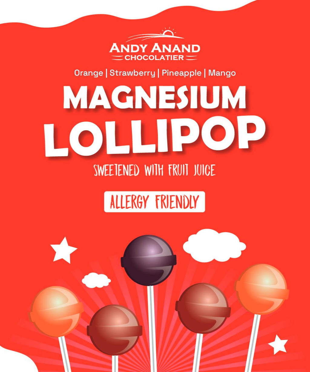 Andy Anand Magnesium Low Calorie Lollipops & Calming Magnesium Sweet & Calm Combo in fruit flavors Kids Magnesium Pops, 8.8 o