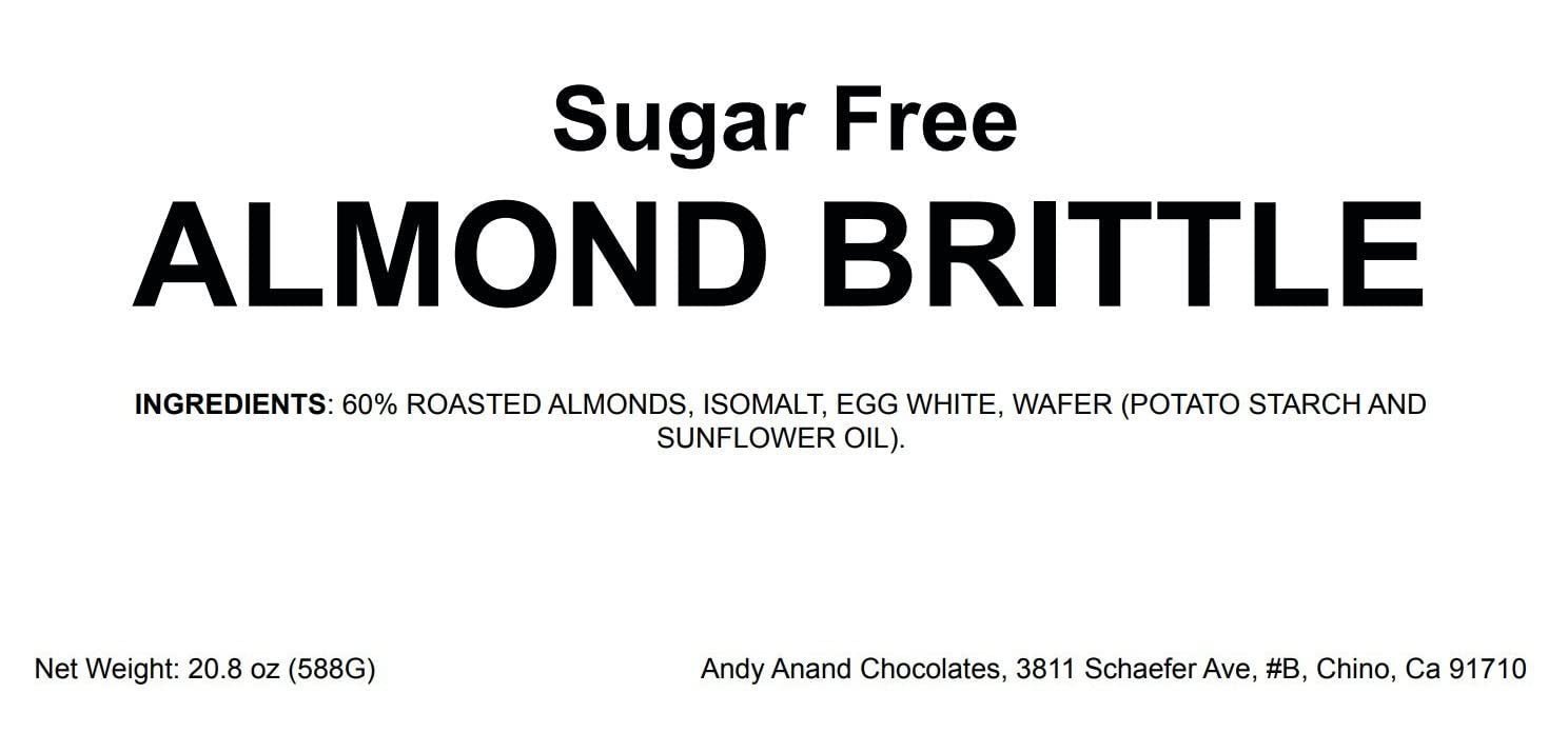 Andy Anand Sugar Free Almond Brittle Nougat -Turron, Gluten Free, Crunchy, European Sugar Free Turron Taste in Every Bite, Made in Europe