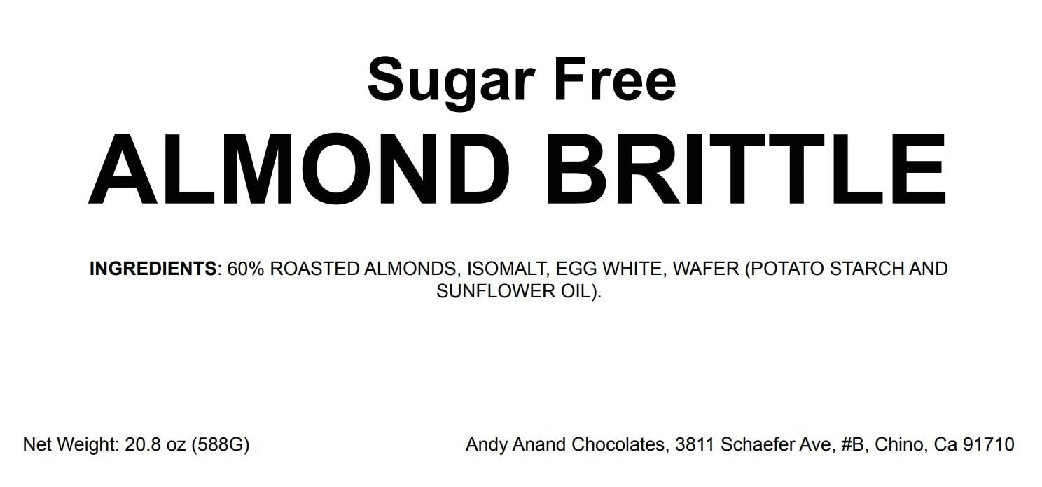 Andy Anand Chocolatier Sugar & Gluten Free Almond Brittle Nougat - Made in Europe Gluten Free Diabetic Friendly Nougat Candy, Unforgettable Flavor,Bite With Italian Nougat Brittle (7 Oz)