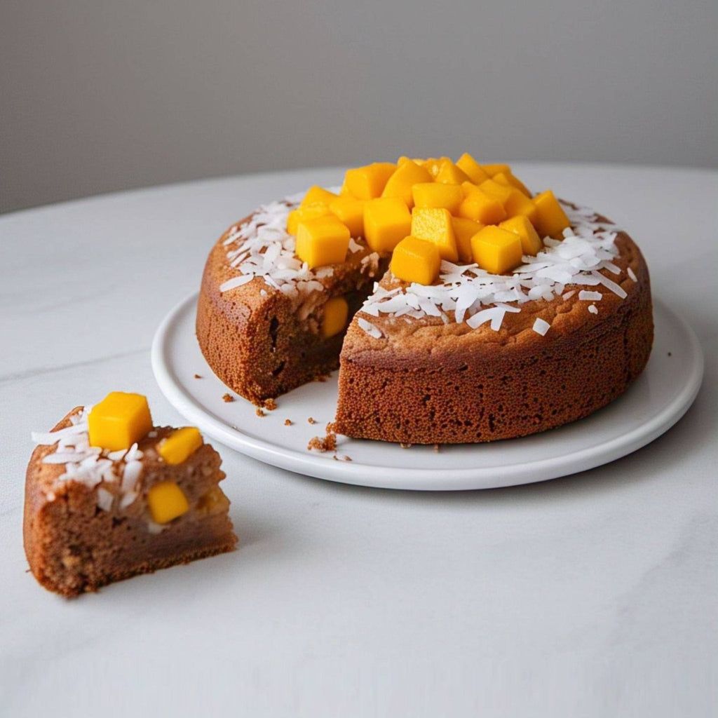 ANDY ANAND CHOCOLATIER Sugar Free Mango Coconut Cake, Enjoy the Amazing Taste of a Classic Cake Without the Sugar, Dunked in Fresh Mango Puree, Traditional Recipe and Perfect for Guilt Free Celebrations (2.5 lb)