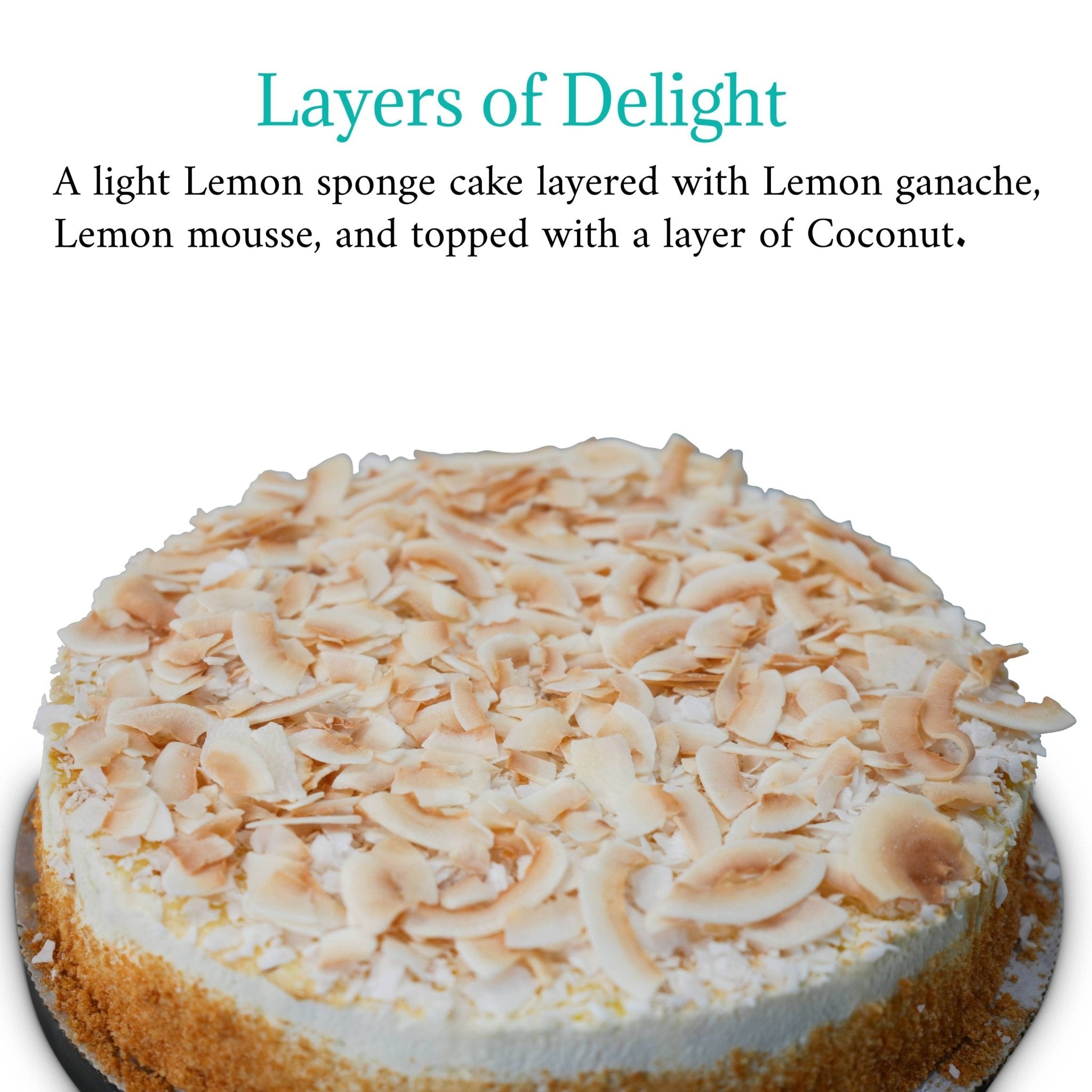 ANDY ANAND CHOCOLATIER Sugar Free Coconut Lemon Mousse Cake (3 lbs) - Luscious, Creamy Bakery Desserts, Guilt-Free Indulgence (3 lbs)