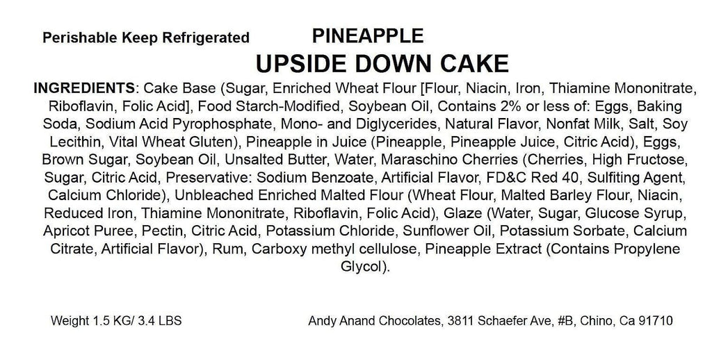 Andy Anand Traditional Pineapple Upside Down Cake 10" - Freshly Baked Homemade Style Cakes For Sale, Delight in Every Bite (2.6 lbs)
