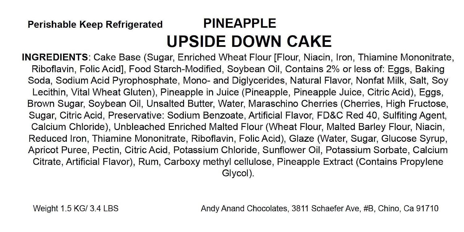 Andy Anand Traditional Pineapple Upside Down Cake 10" - Freshly Baked Homemade Style Cakes For Sale, Delight in Every Bite (2.6 lbs)