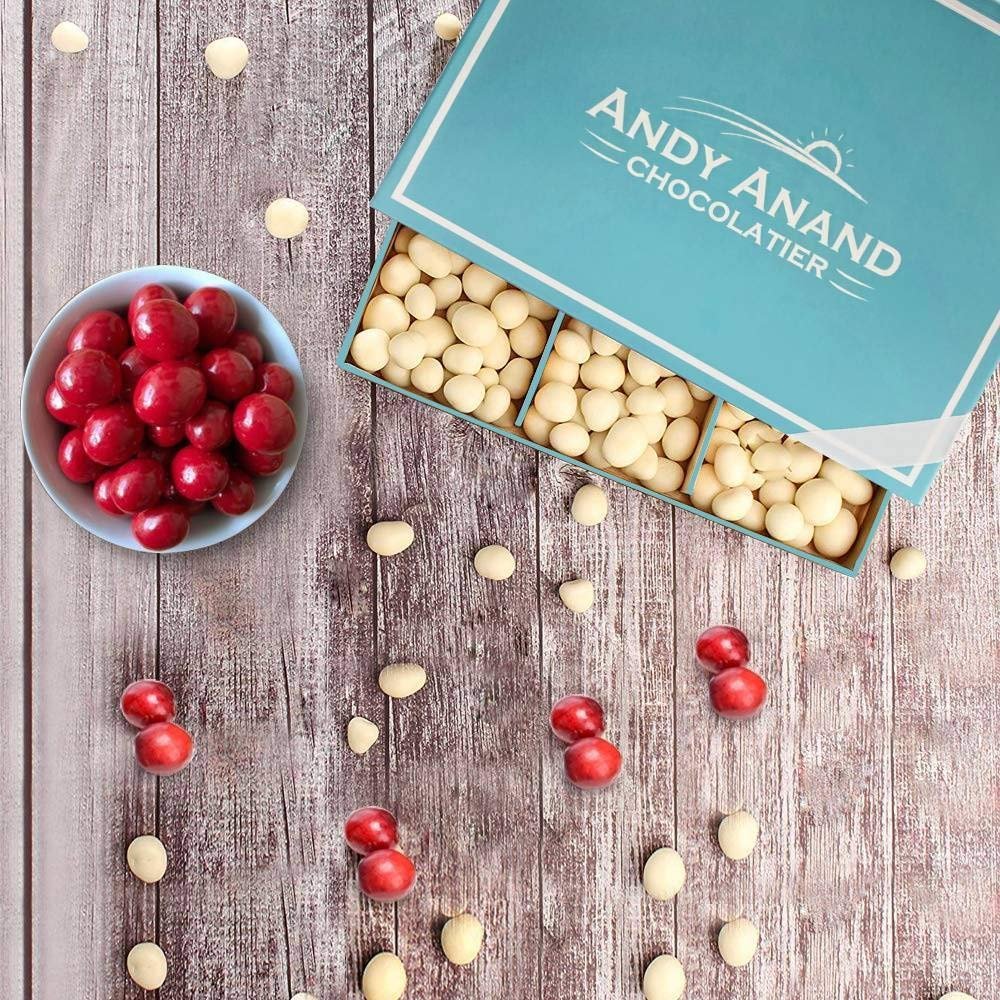 Andy Anand White Chocolate Cranberry - White Chocolate covered California Cranberries 1 lbs, Decadent Chocolates - Food & Bev