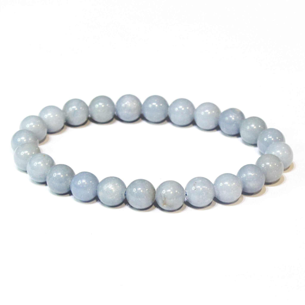Angelite Round Bead Bracelet - Angelic Communication