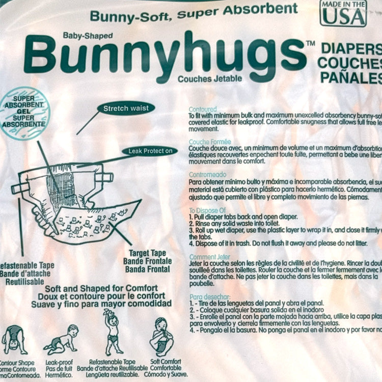 Bunnyhugs Medium Baby Diapers, Size 3 (12-24 lbs) - 18 Count