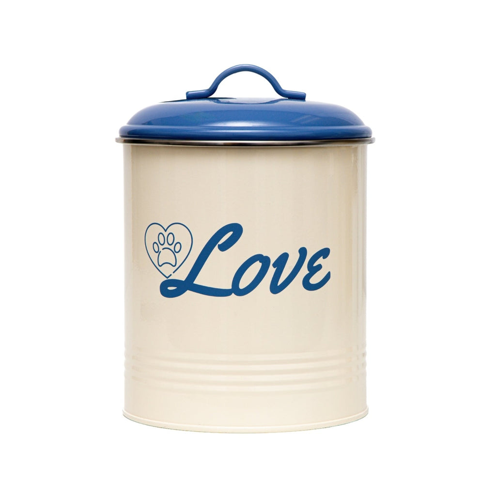 Country Living Set of 3 Pet Treat Canisters, Dog Treat Storage – French Blue Lid