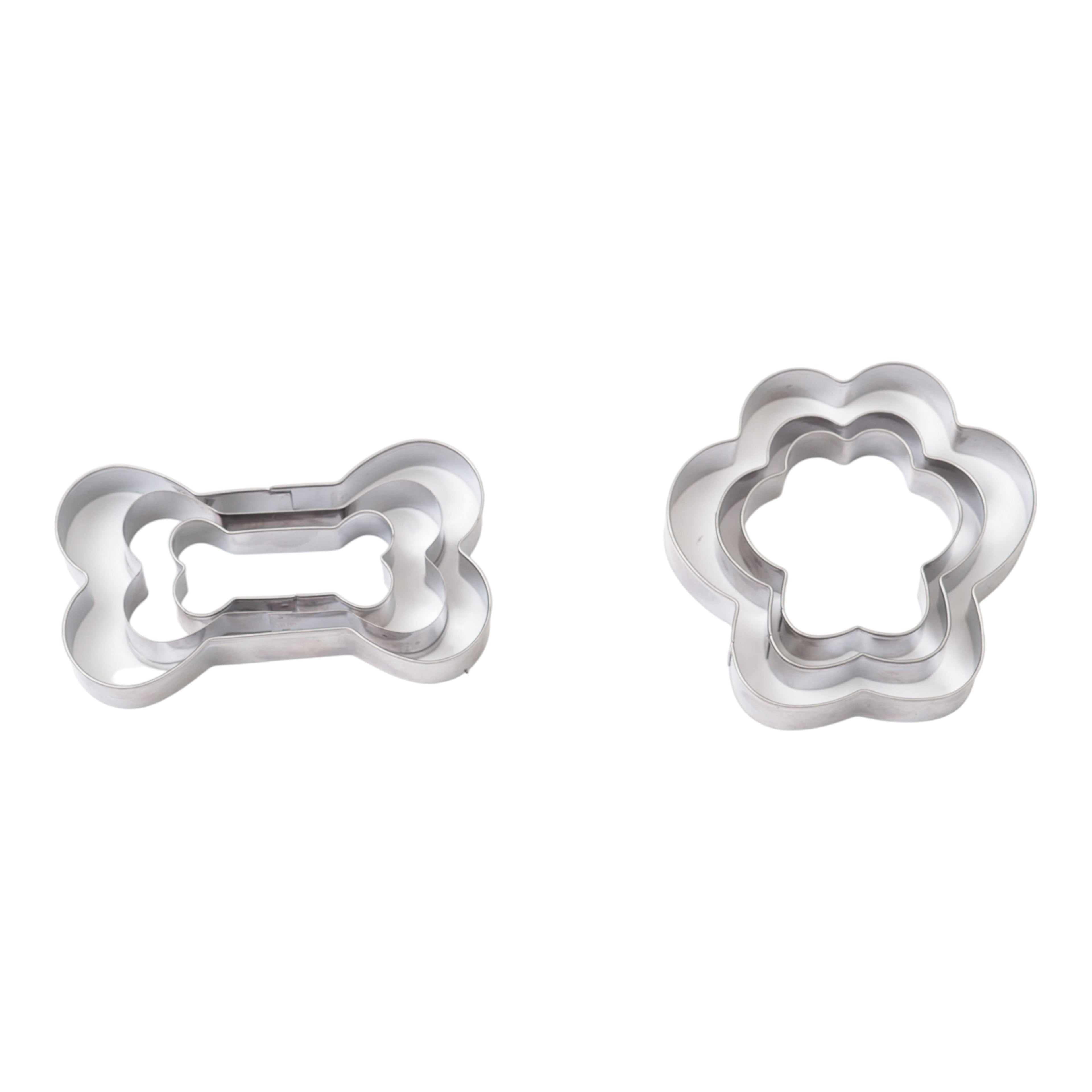 Country Living 6-Piece Stainless Steel Cookie Cutter Set (3 Paw-Shaped, 3 Bone-Shaped)