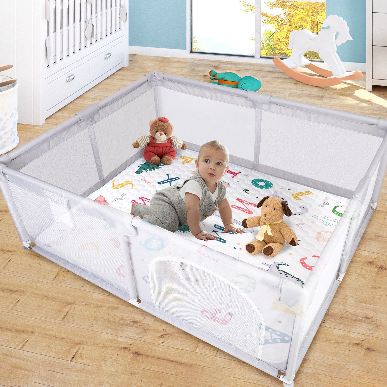 50x50IN Baby Play Mat Non-Slip Baby Crawling Mat Foldable Playpen Mat Machine Washable for Newborns Infants Babies Toddlers