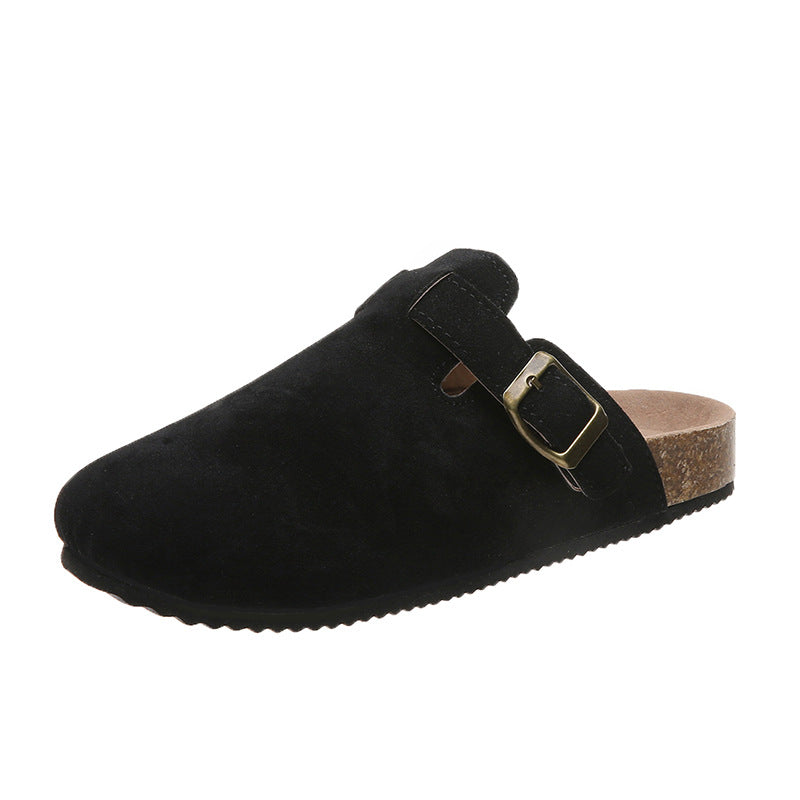 Large 35-45 Vintage Women's Shoes Slip On Flat Bottomed Half Slippers