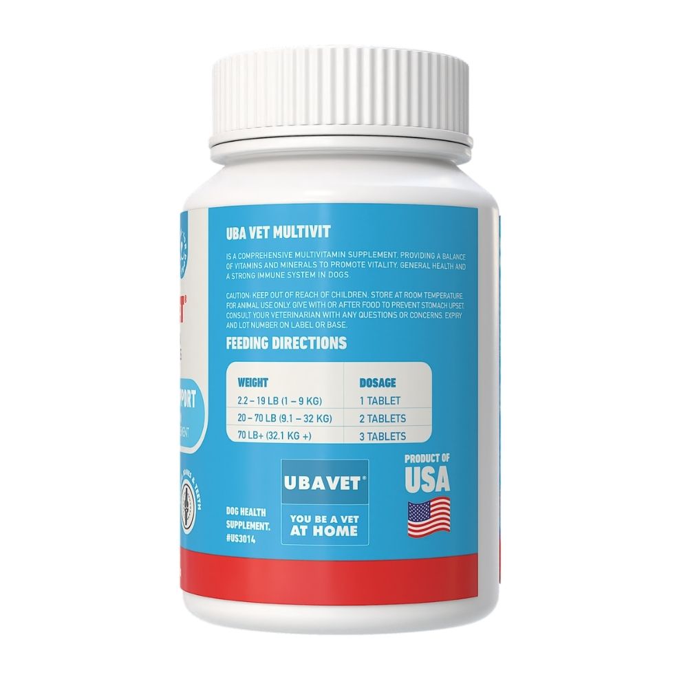 UBAVET Immune Support Daily Multi-Vitamin & Mineral Tablets for Dogs – 90 ct