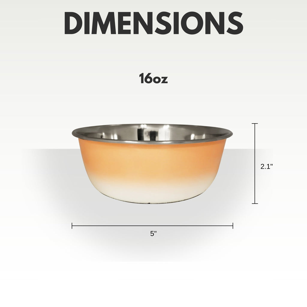 Deep Dog Bowl – Stainless Steel Bowl, Ideal for Small, Medium & Large Dogs – Peach Coral