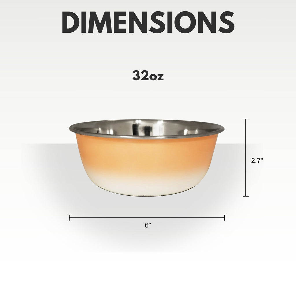 Deep Dog Bowl – Stainless Steel Bowl, Ideal for Small, Medium & Large Dogs – Peach Coral