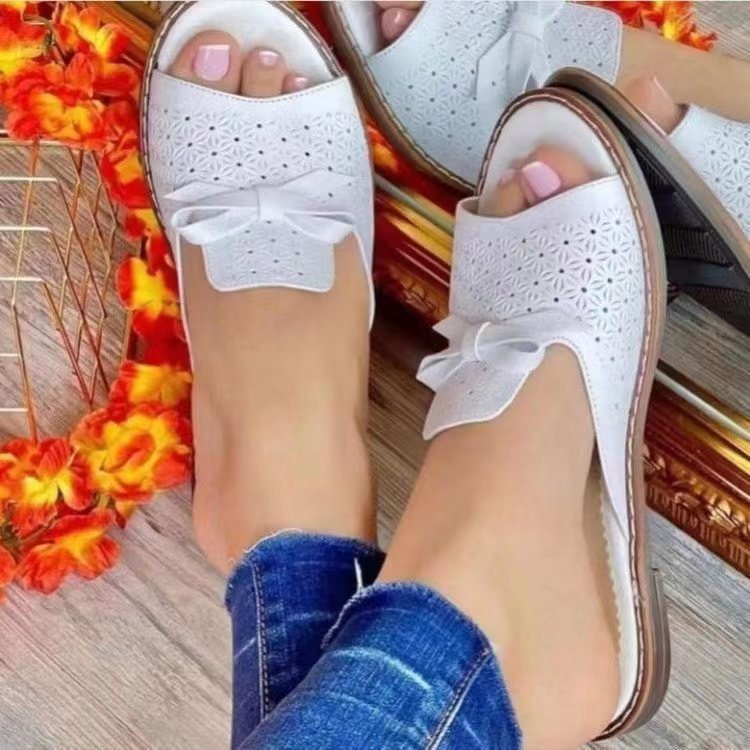 Flat Bottom Bow Wispy Air Breathable Fashion Beach Slippers