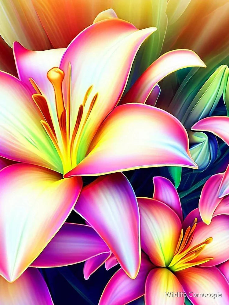 Blossoming Radiance: Vibrant 3D Flowers