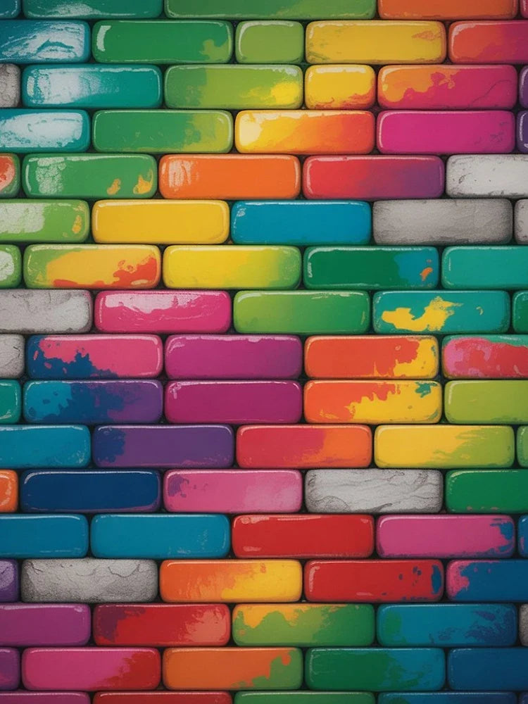 Colorful 3D brick wall