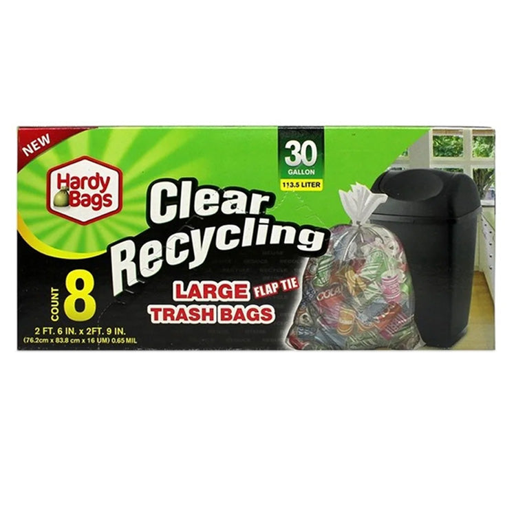 30 Gallon Clear Trash Bags (8 count)