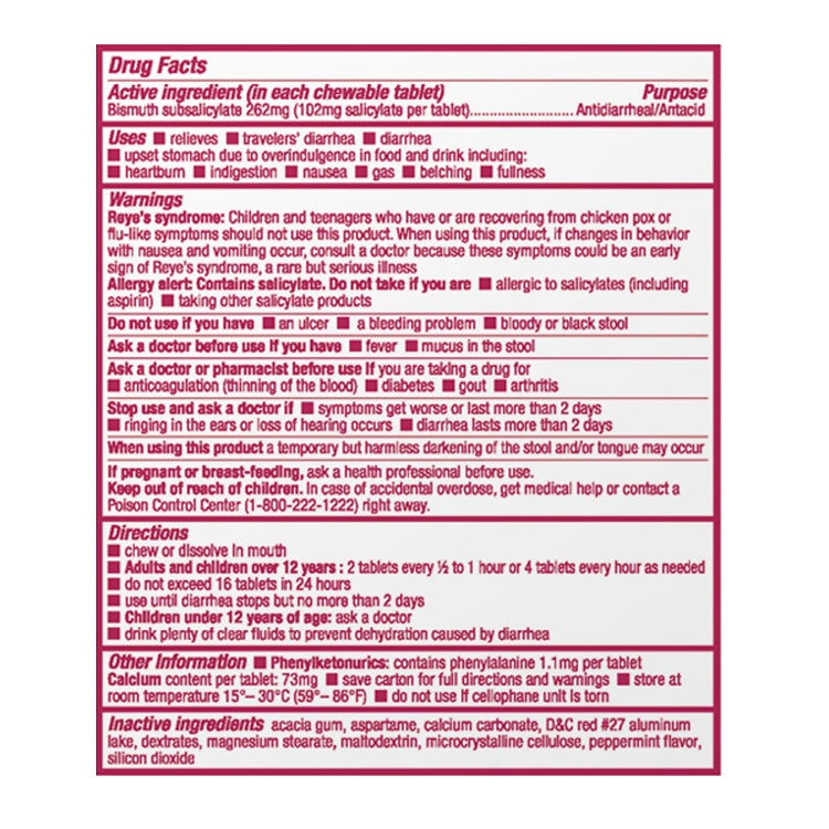 A2Z Pink Bismuth (12 Chewable Tablets)