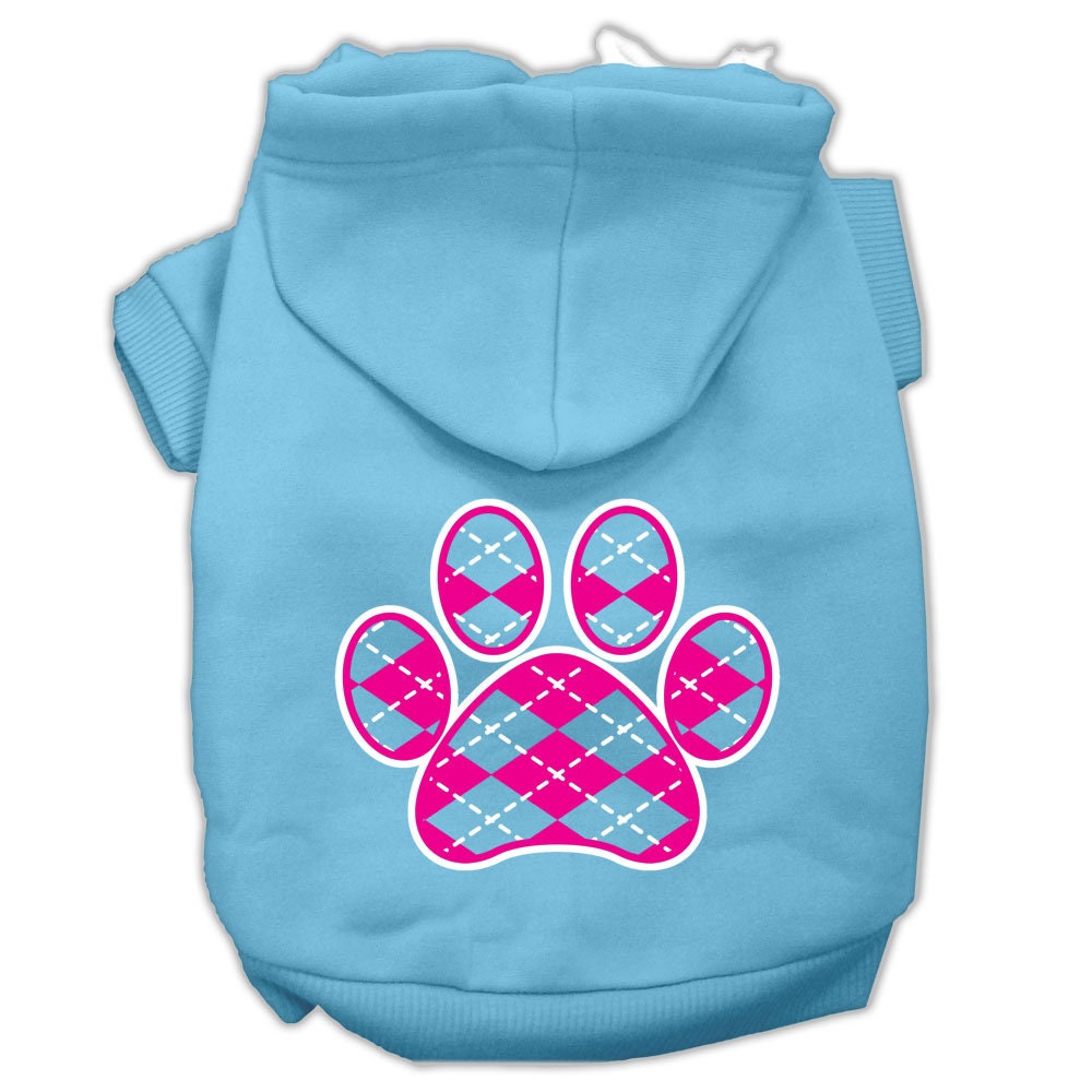 Pet Hoodie "Pink Argyle Paw"