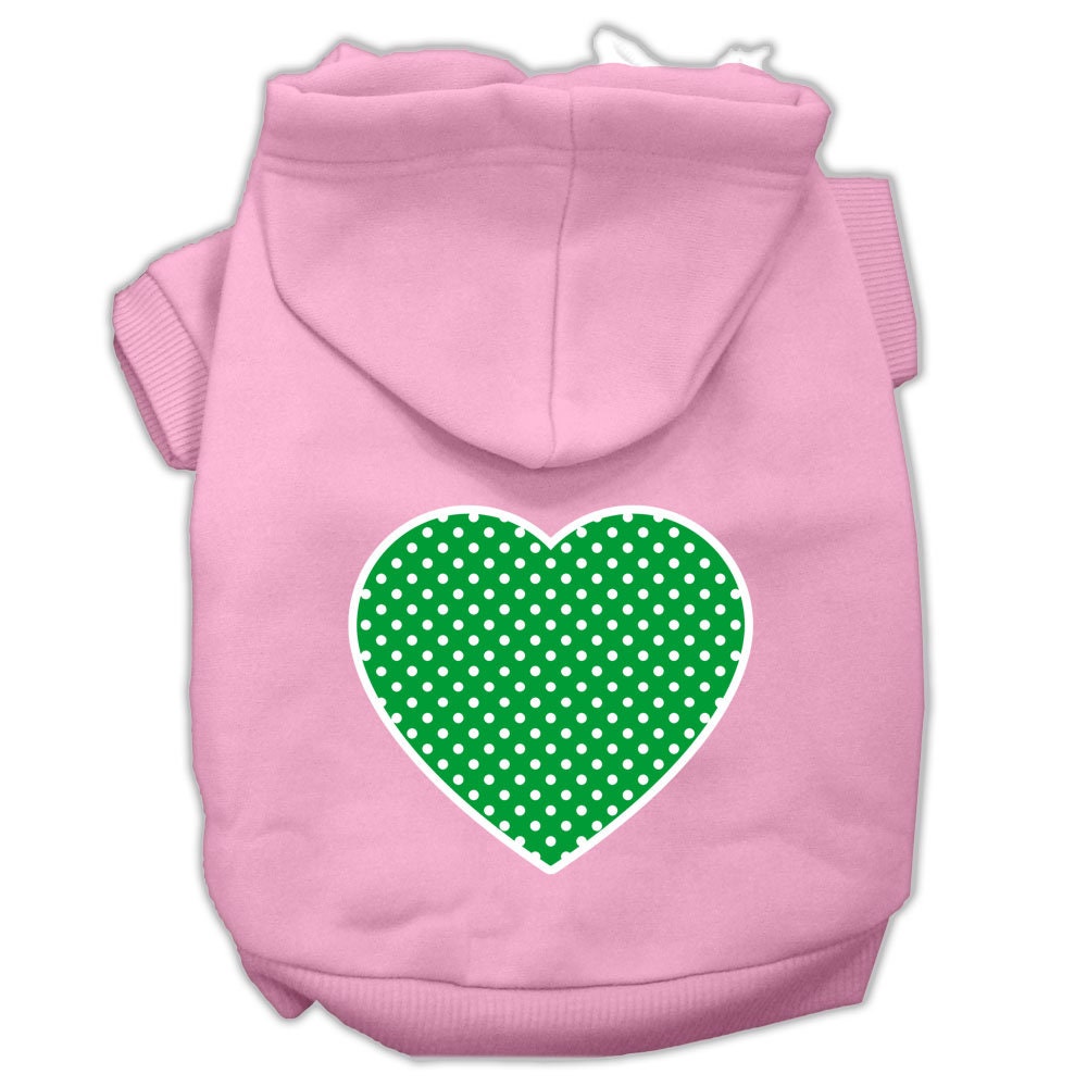 Pet Hoodie "Green Swiss Dots Heart"