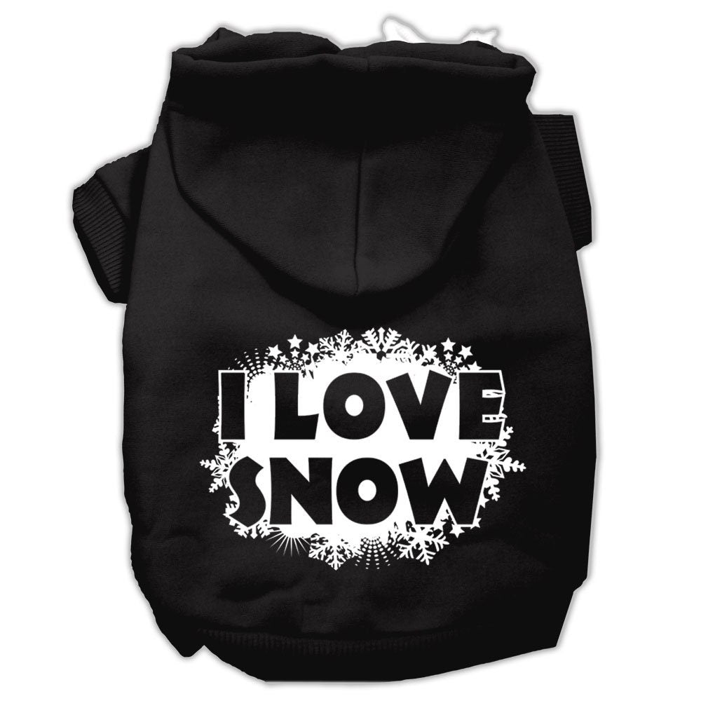 Christmas Pet Hoodie Screen Printed, "I Love Snow"