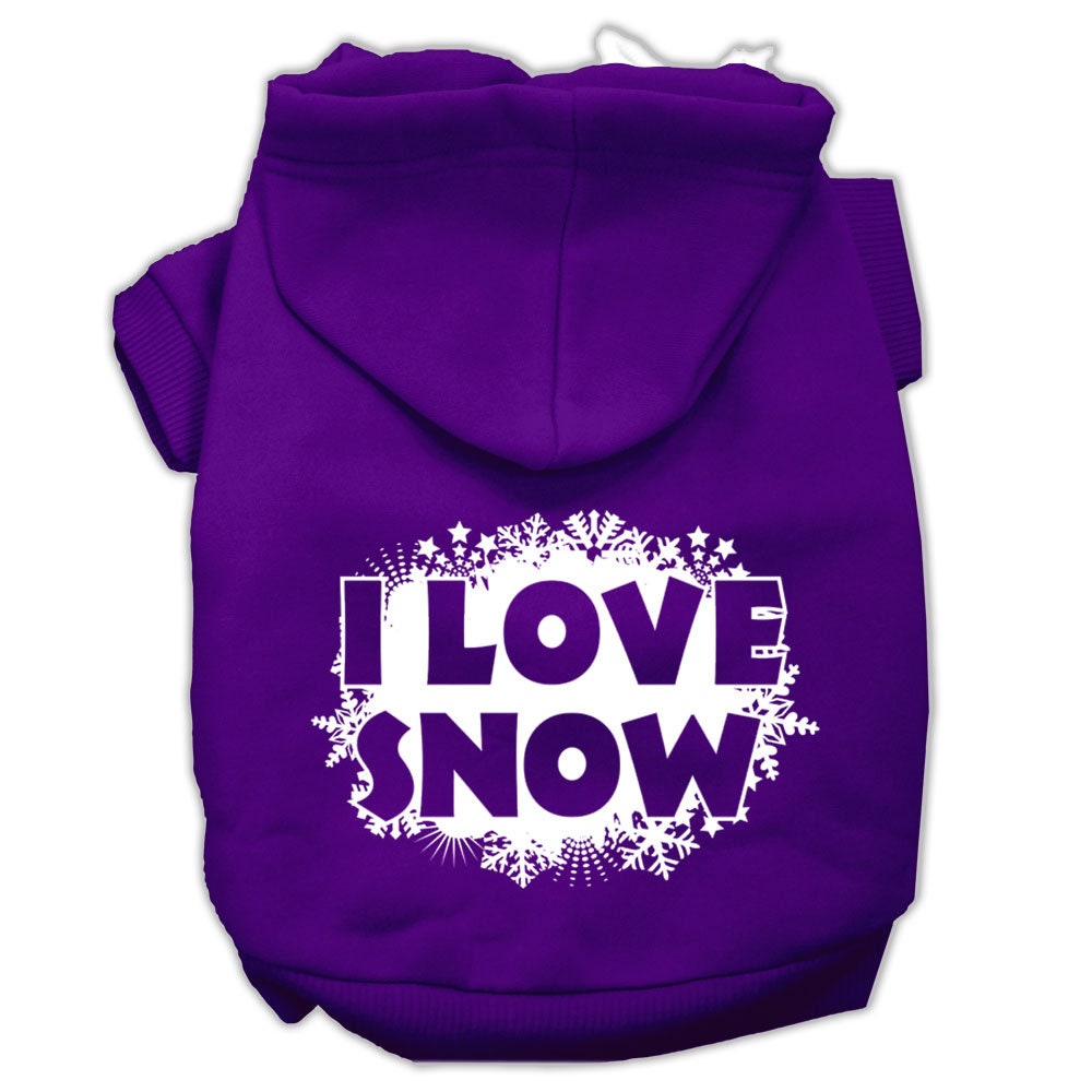 Christmas Pet Hoodie Screen Printed, "I Love Snow"