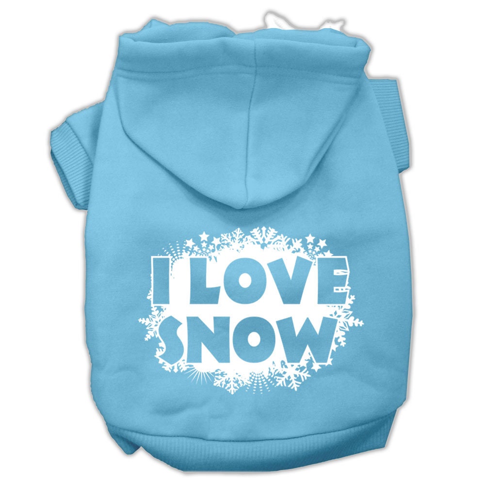 Christmas Pet Hoodie Screen Printed, "I Love Snow"