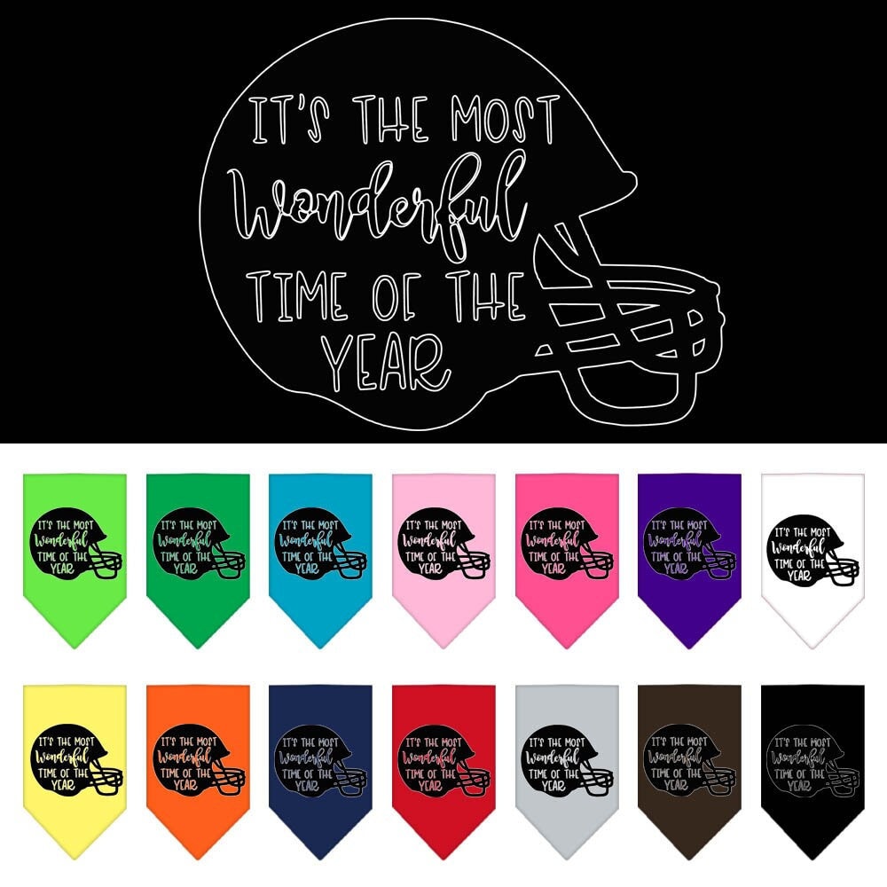 Pet and Dog Bandana Screen Printed, "It's The Most Wonderful Time Of The Year (Football)"