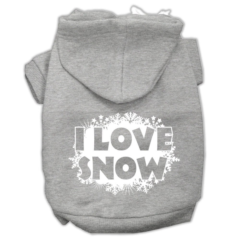 Christmas Pet Hoodie Screen Printed, "I Love Snow"