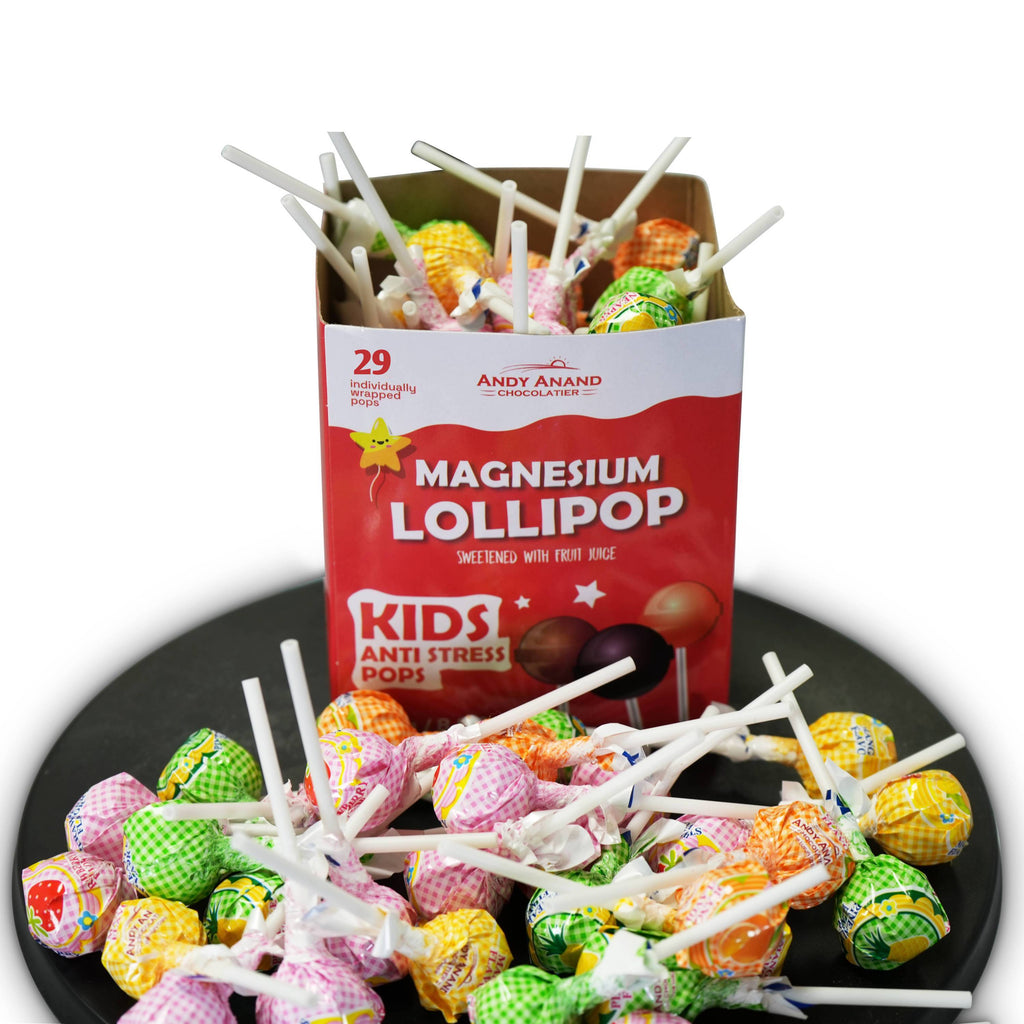 Andy Anand Magnesium Low Calorie Lollipops & Calming Magnesium Sweet & Calm Combo in fruit flavors Kids Magnesium Pops, 8.8 o
