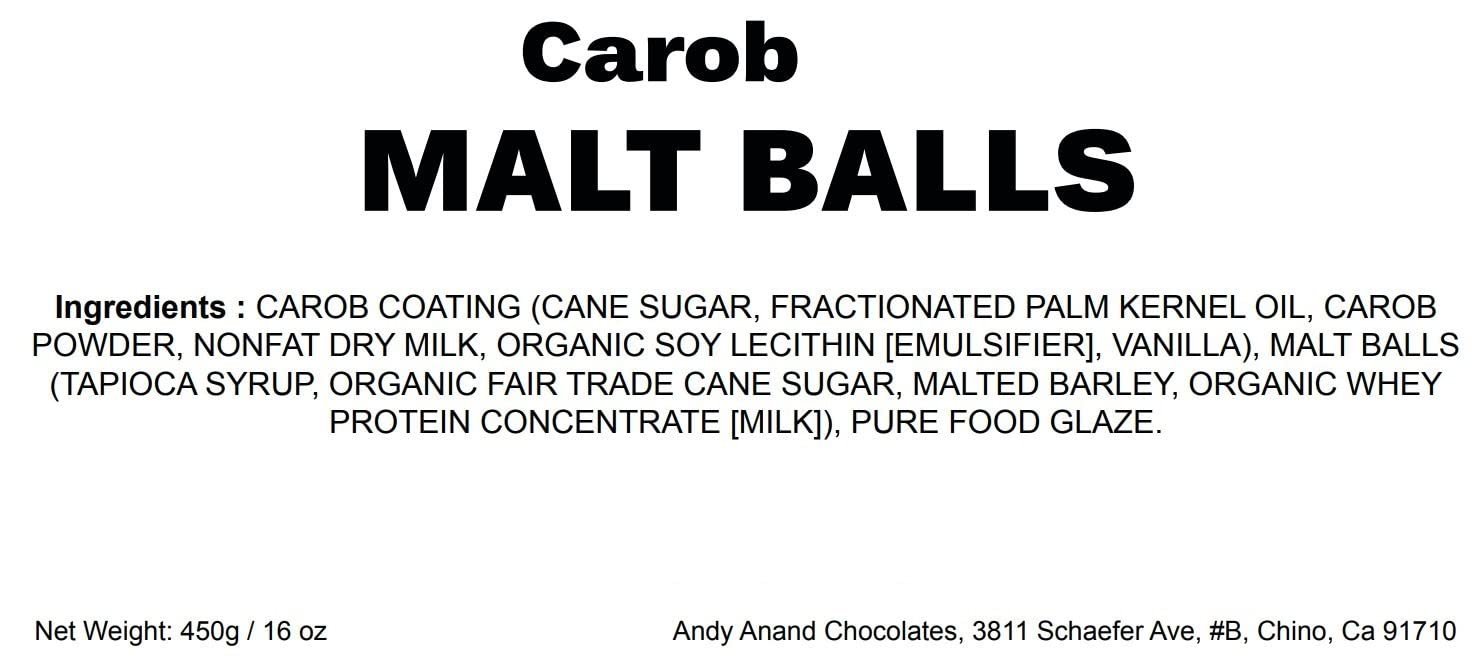 Andy Anand Carob Malt Balls, Tastes like chocolate Amazing-Delicious-Decadent Gift Box, Birthday, Valentine, Christmas Gourmet Food, Mothers Fathers day Anniversary Wedding (1 lbs)
