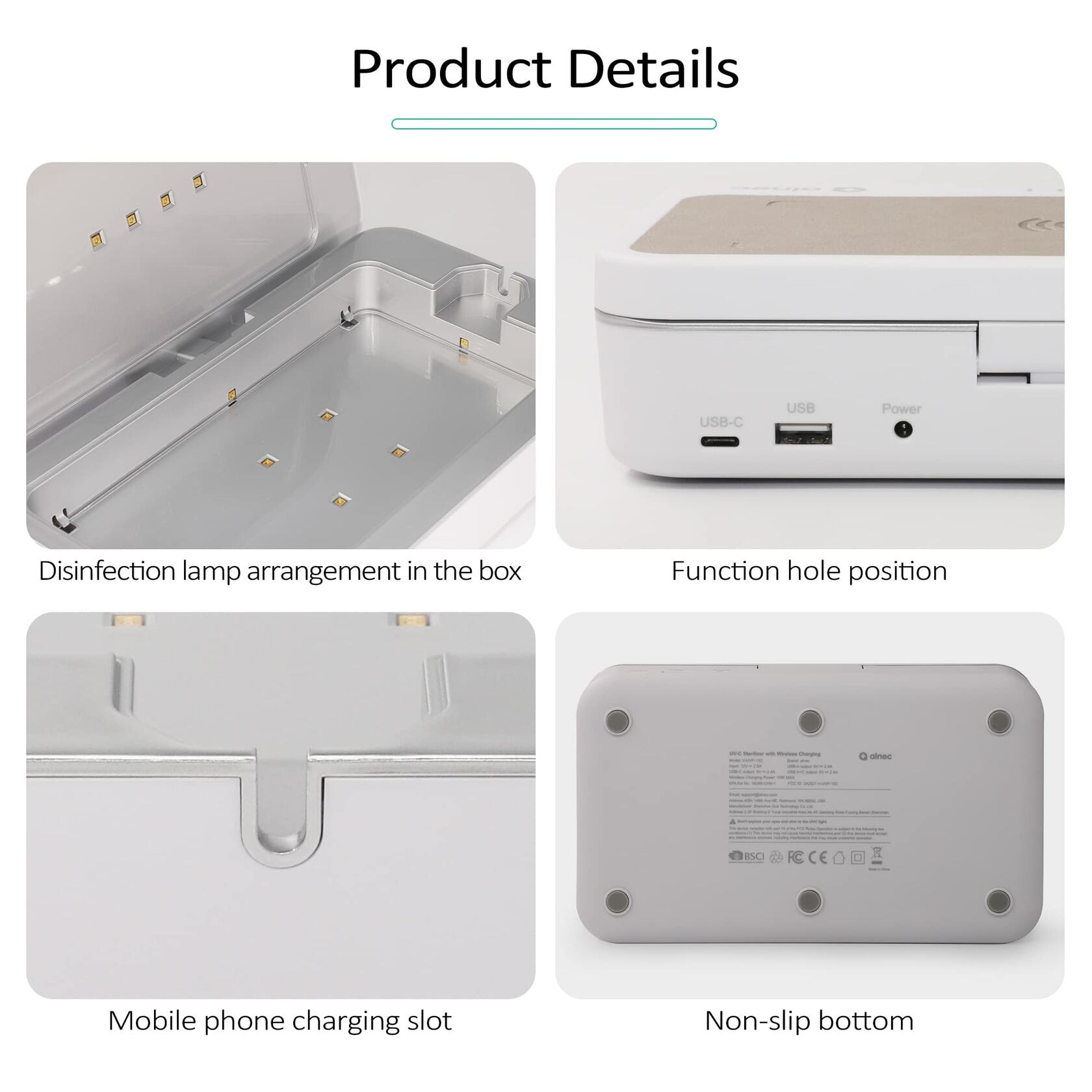 UV Sanitizer Box with Wireless Charger| Phone Screen Disinfecting (Brown)
