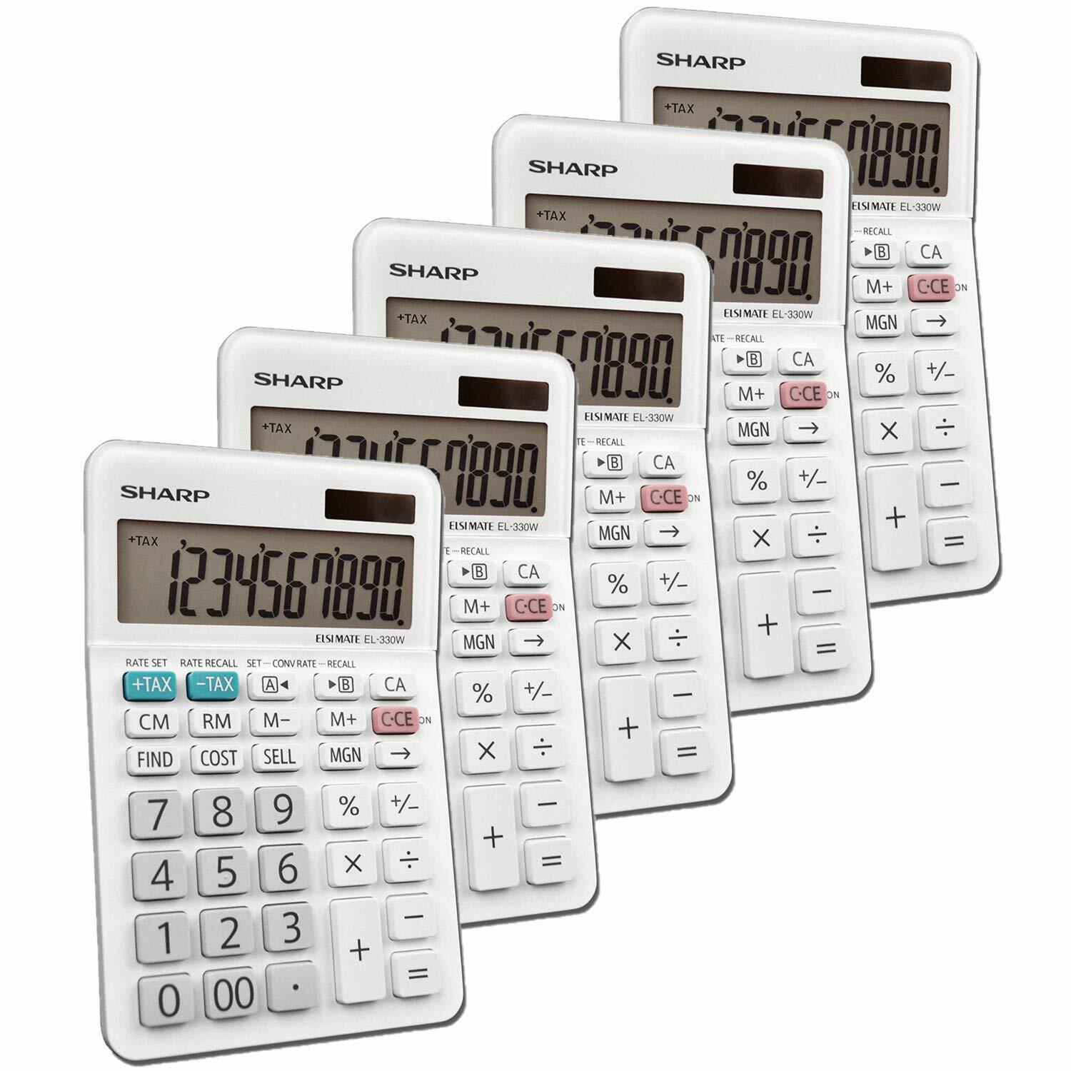 Sharp EL-330WB Calculator Dual Power Solar Battery 1 Pack New